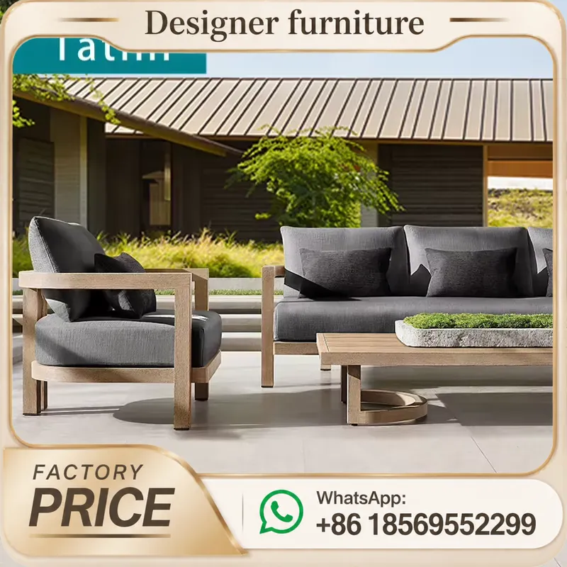 Outdoor Furniture Balcony - Conjunto de sofá de madeira teca