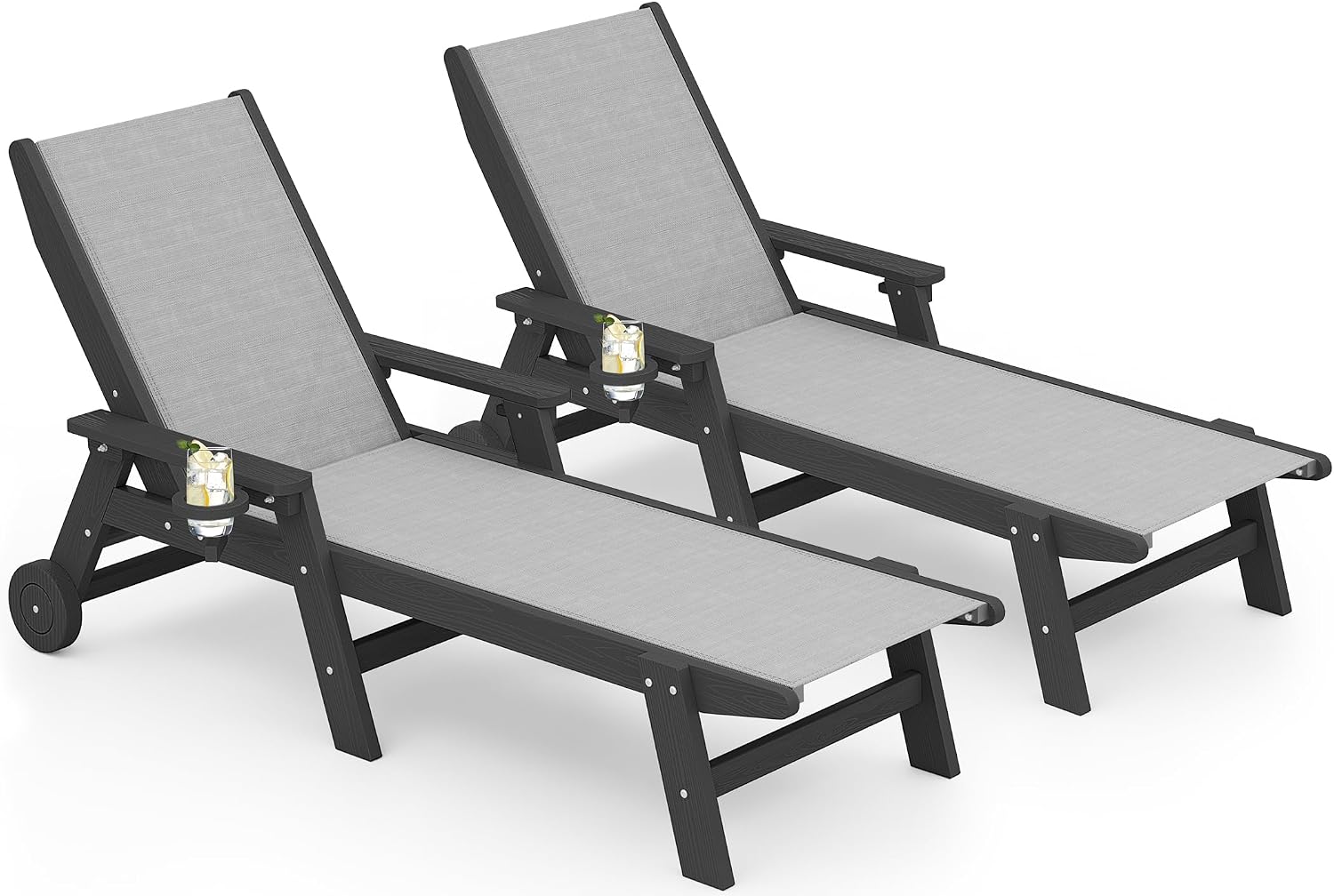 Deck Chair Lounger - Conjunto de 2 Espreguiçadeiras para Pátio,