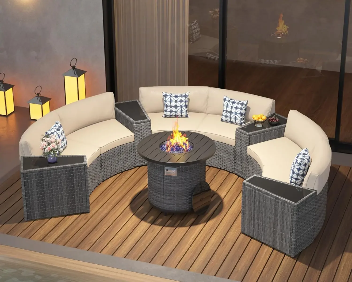 Outdoor Furniture With Fire Pit Table - Conjunto de móveis de pátio l