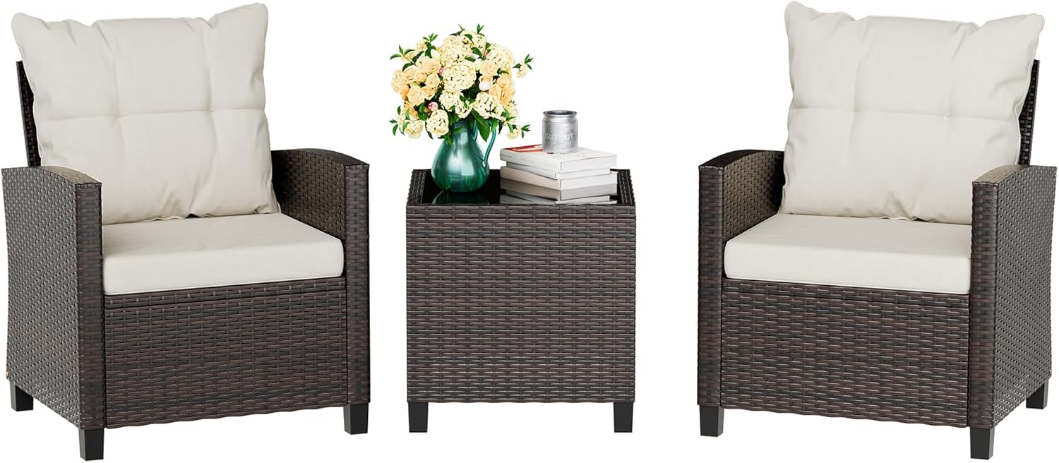 Outdoor Furniture Balcony - Conjunto de bistrô compacto bege de