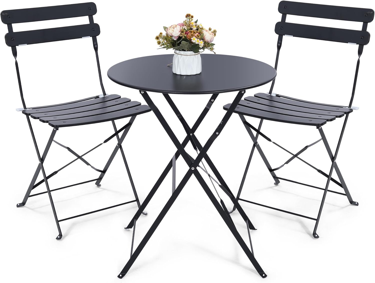 Outdoor Furniture Balcony - Conjunto de bistrô dobrável preto de