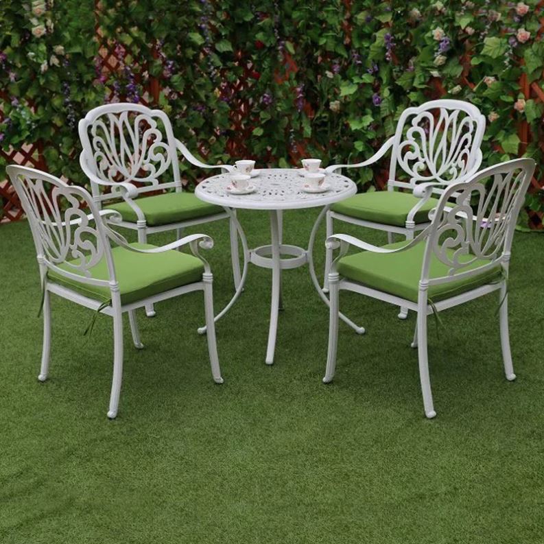 Outdoor Furniture With Fire Pit Table - Conjunto de Jardim em Alumínio Fundido: