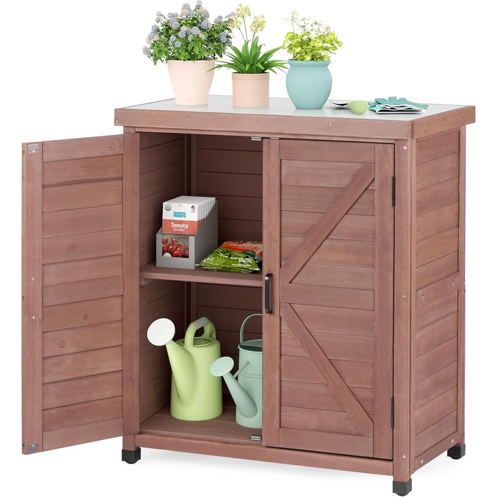 Outdoor Furniture Wood - Armário de Armazenamento Externo e Mesa