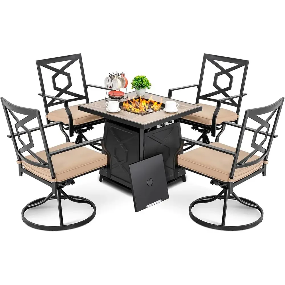 Outdoor Furniture With Fire Pit Table - Conjunto de Móveis para Pátio Externo