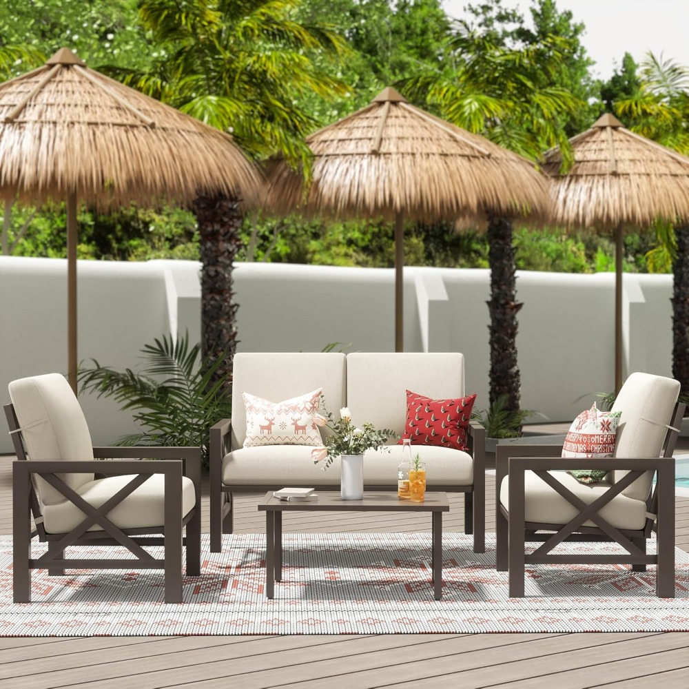 Conjunto de pátio de quatro pe - Outdoor Furniture One Piece avaliação e preço