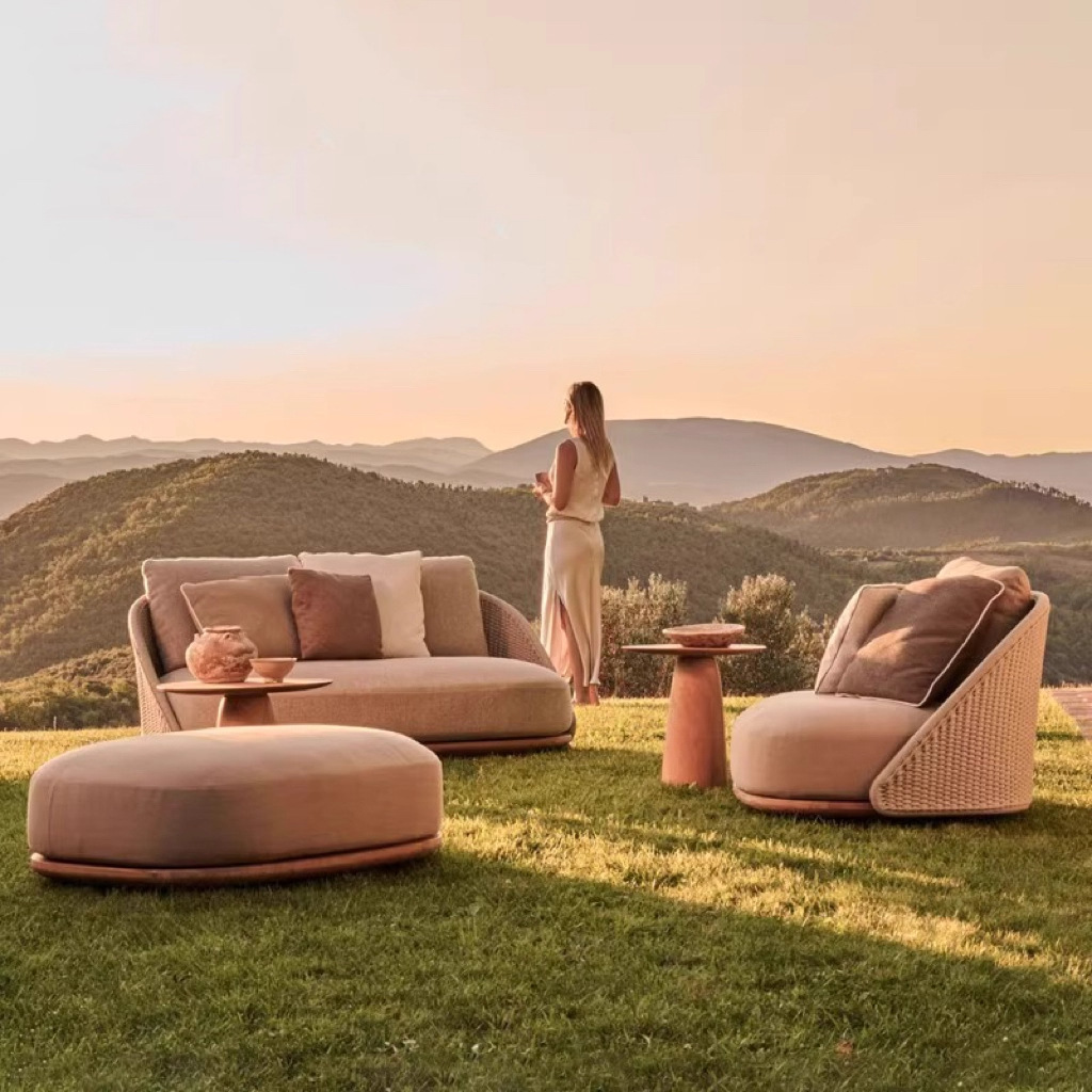 Sofá nórdico de teca para área - Outdoor Furniture Balcony avaliação e preço