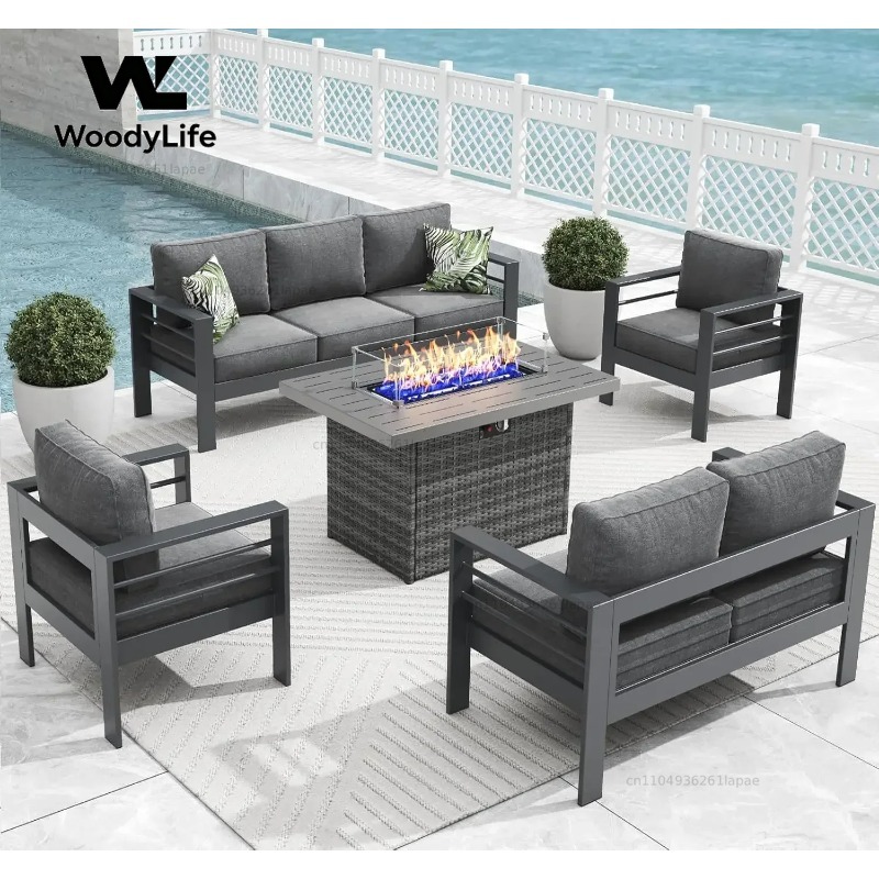 Conjunto de Móveis Modernos de - Outdoor Furniture With Fire Pit Table avaliação e preço