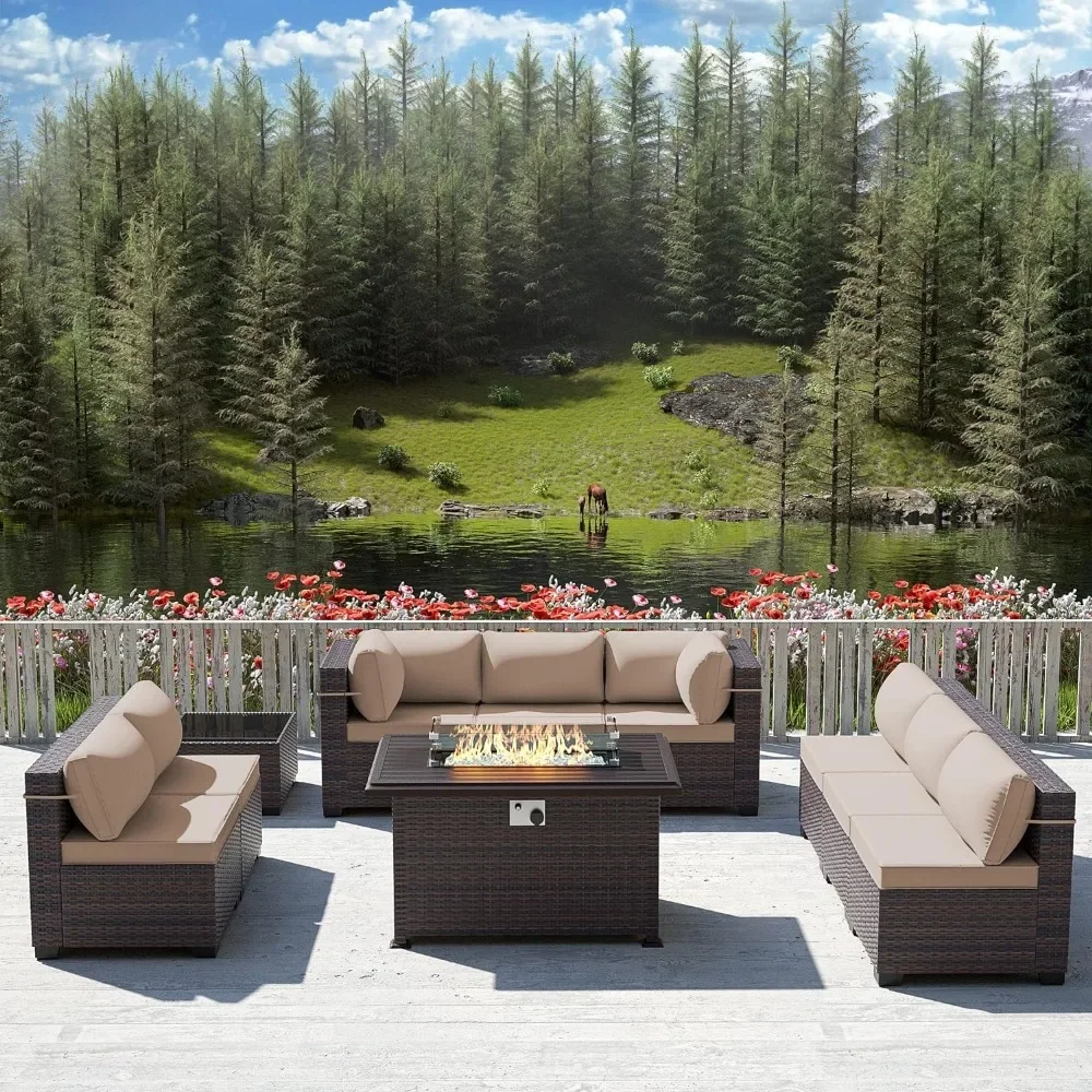 -Conjunto de móveis de pátio c - Outdoor Furniture With Fire Pit Table avaliação e preço