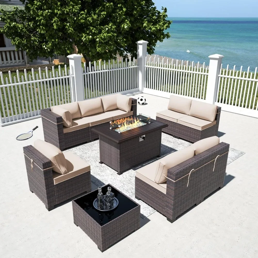 -Conjunto de móveis de pátio c - Outdoor Furniture With Fire Pit Table avaliação e preço