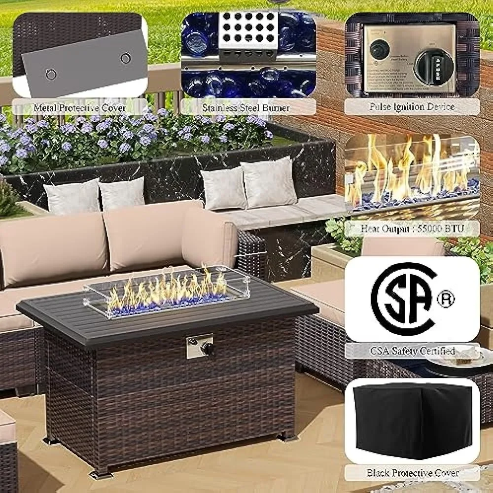 -Conjunto de móveis de pátio c - Outdoor Furniture With Fire Pit Table avaliação e preço