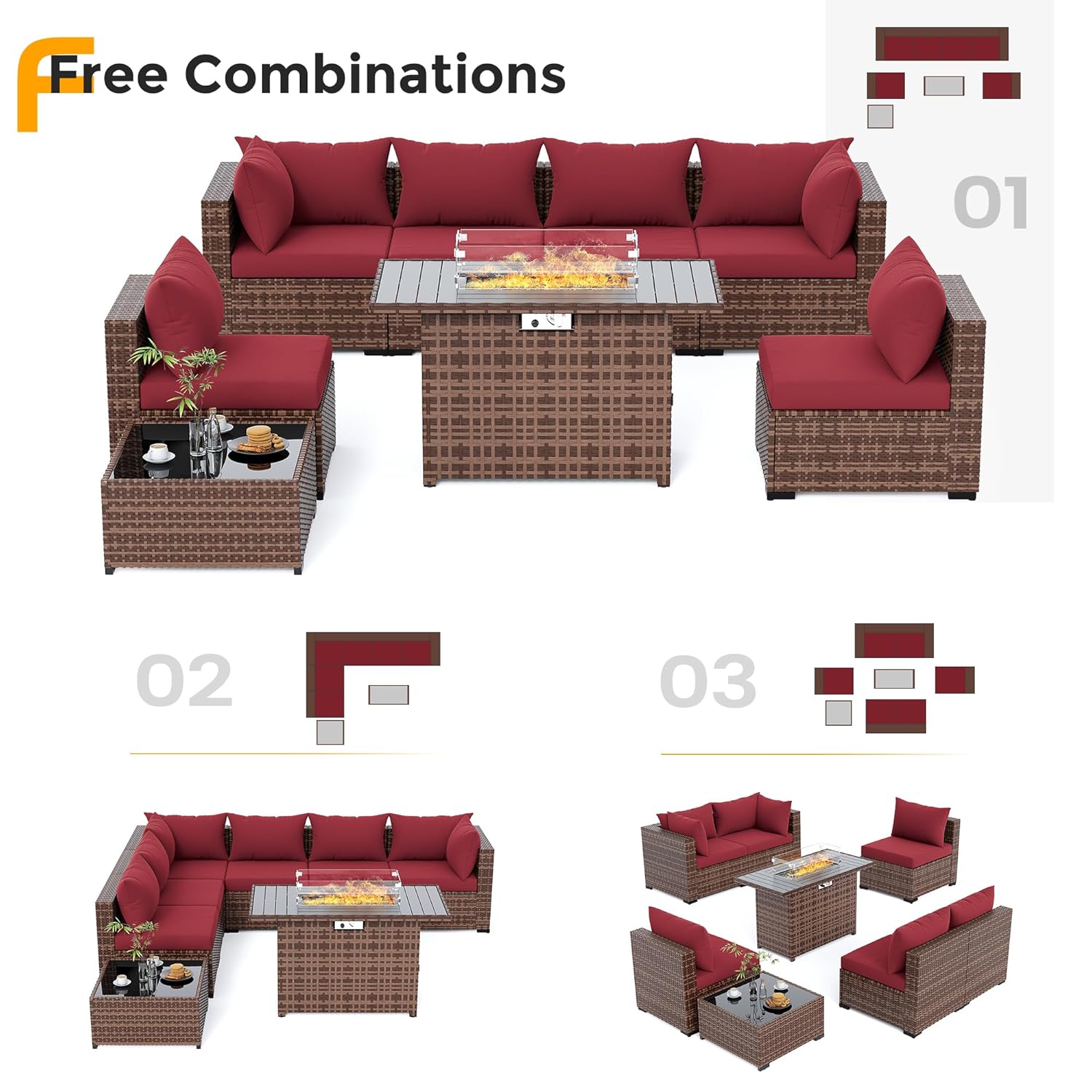 Conjunto de Sofá Seccional de  - Outdoor Furniture With Fire Pit avaliação e preço