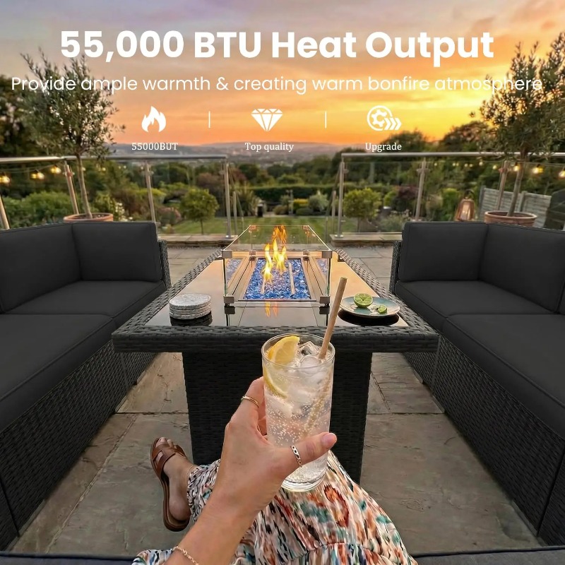 Conjunto de Sofá Seccional de  - Outdoor Furniture With Fire Pit Table avaliação e preço