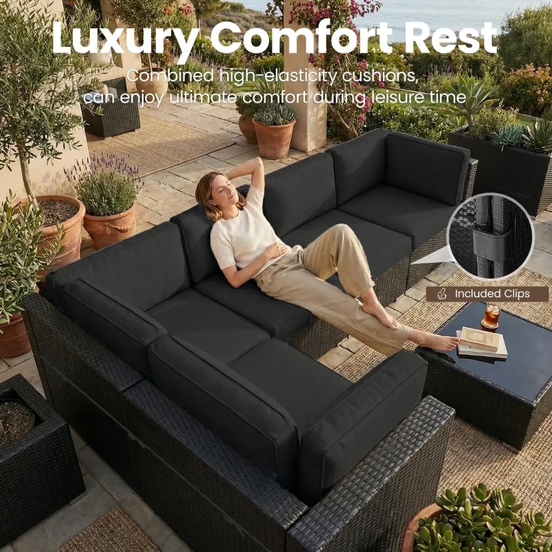 Conjunto de Sofá Seccional de  - Outdoor Furniture With Fire Pit Table avaliação e preço