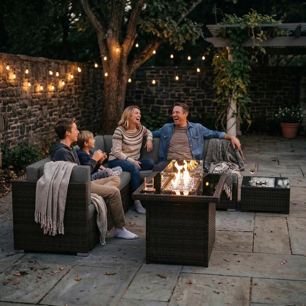 Conjunto de Móveis para Pátio  - Outdoor Furniture With Fire Pit Table avaliação e preço