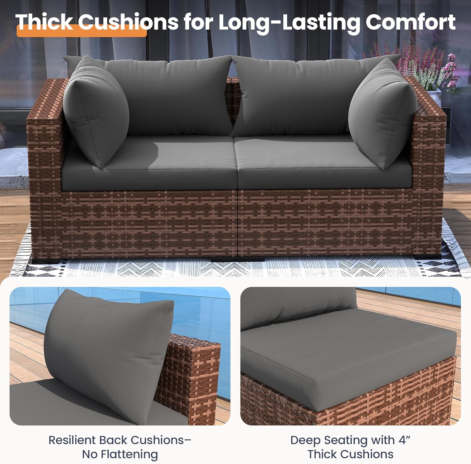 Conjunto de Sofá Seccional par - Outdoor Furniture With Fire Pit Table avaliação e preço
