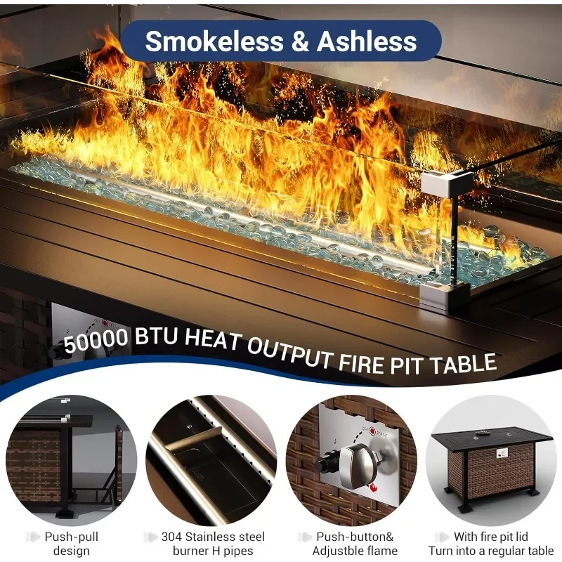 Um conjunto de móveis com mesa - Outdoor Furniture With Fire Pit Table avaliação e preço