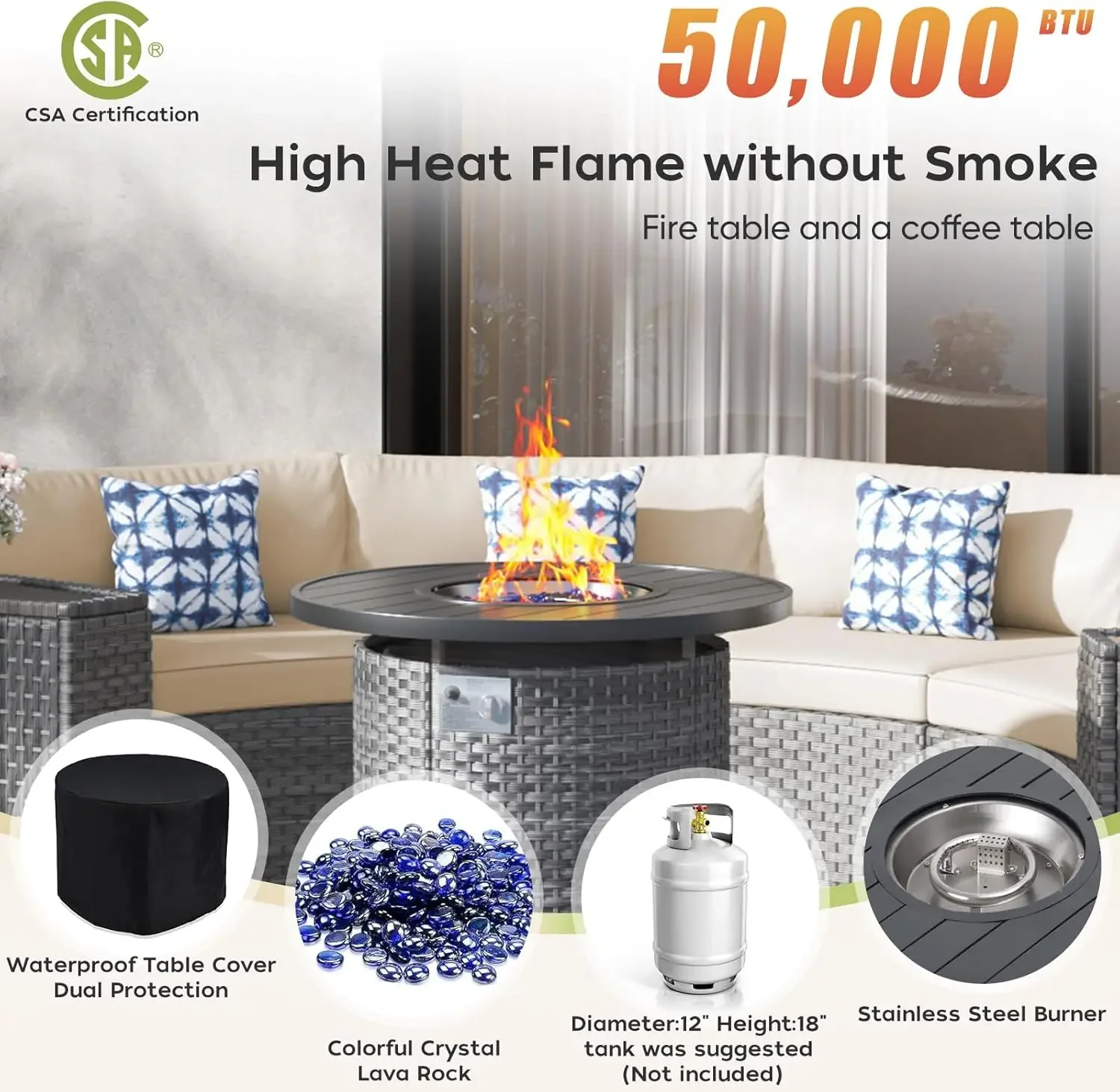 Conjunto de móveis de pátio l  - Outdoor Furniture With Fire Pit Table avaliação e preço