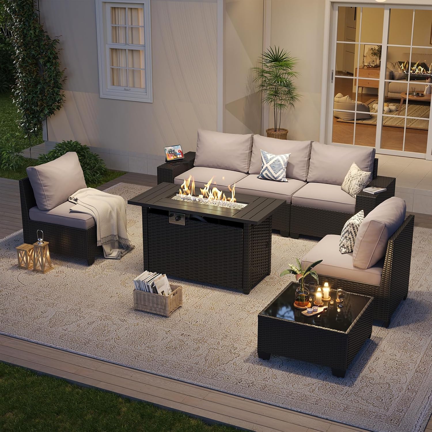 Conjunto de Móveis para Pátio  - Outdoor Furniture With Fire Pit Table avaliação e preço