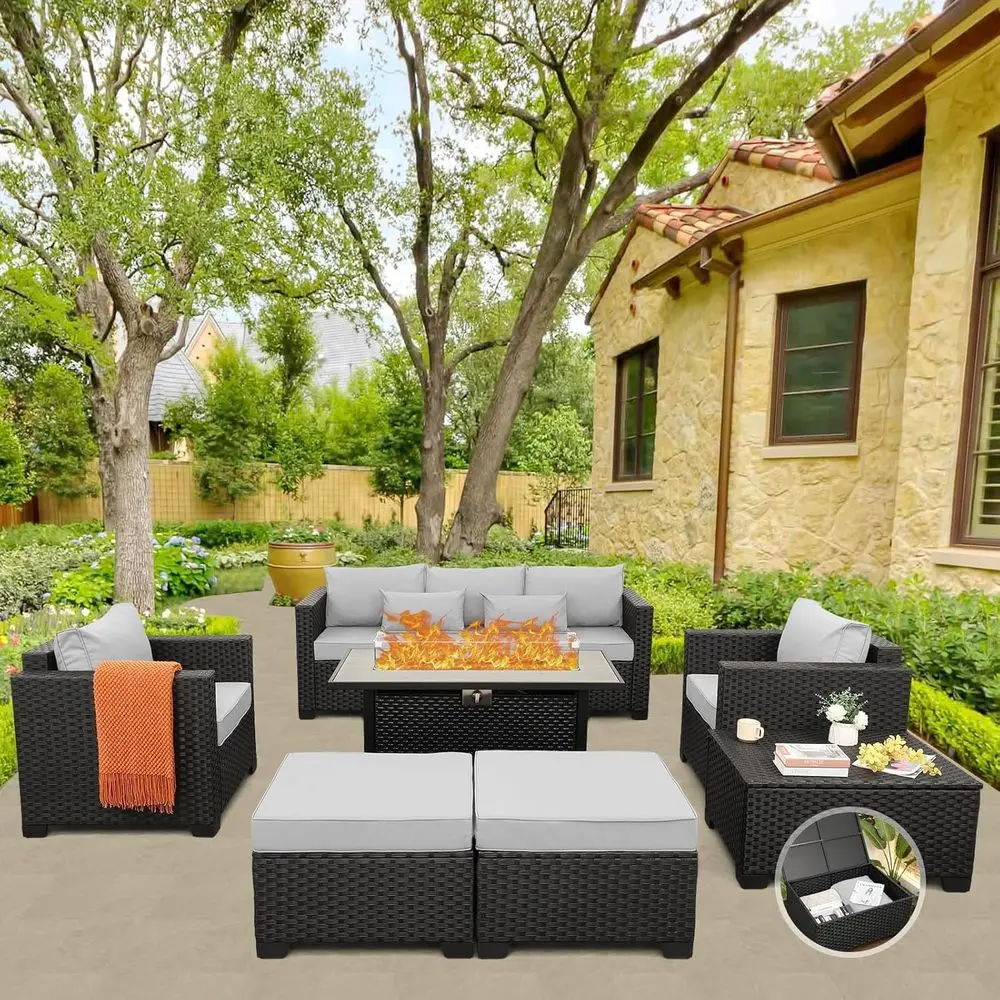 Conjunto de Móveis para Pátio  - Outdoor Furniture With Fire Pit Table avaliação e preço