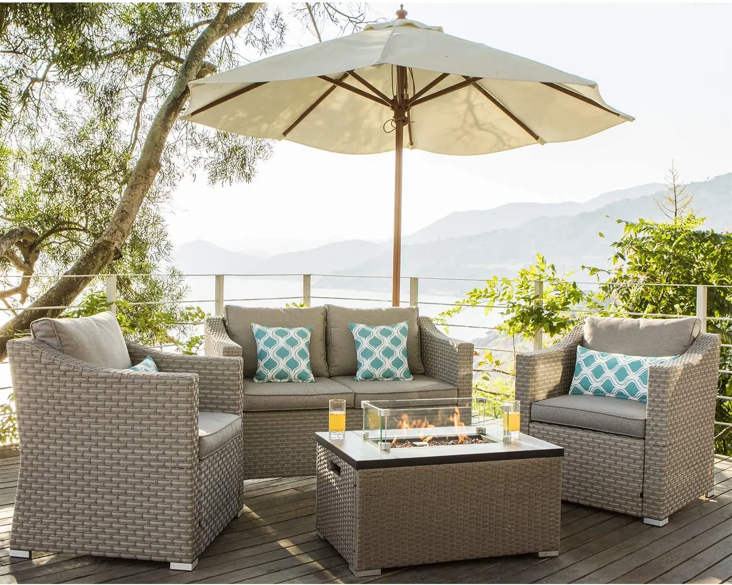 -Mobiliário ao ar livre sofá s - Outdoor Furniture With Fire Pit Table avaliação e preço